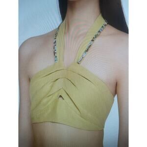 Sandro Women's Halter Crop Top Size 1 48% Linen New With Tags Retails for $295